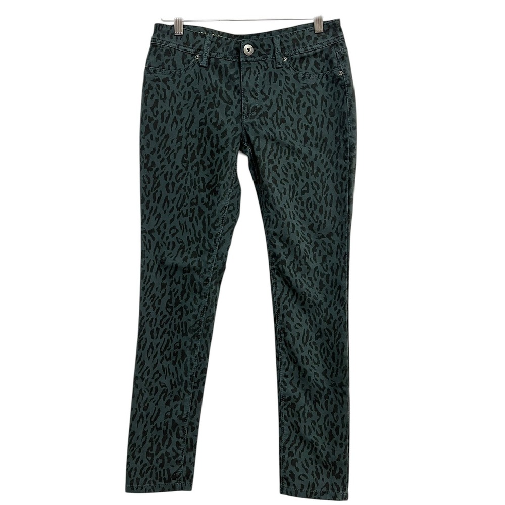 DL1961 Emma Legging Jeans Womens 27 Teal Black Leopard Print Stretch Dark Rocker